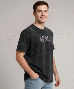 Alternative view of Acid Wash Floral Black Oversized Tee