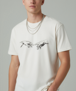 Hand-Drawn Art Off-White Oversized Tee