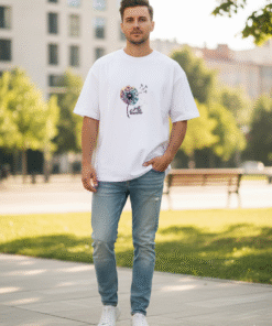 Just Breathe White Embroidered Oversized Tee