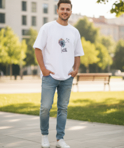 Alternative view of Just Breathe White Embroidered Oversized Tee